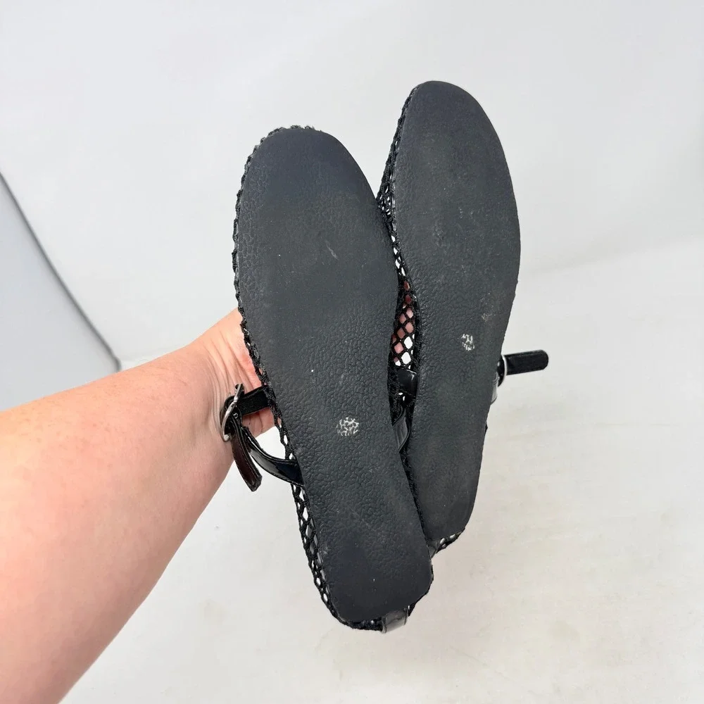 Unbranded Mesh Mary Jane Flats Black 8.5 Fishnet Patent‎ Trim Buckle Strap Chic